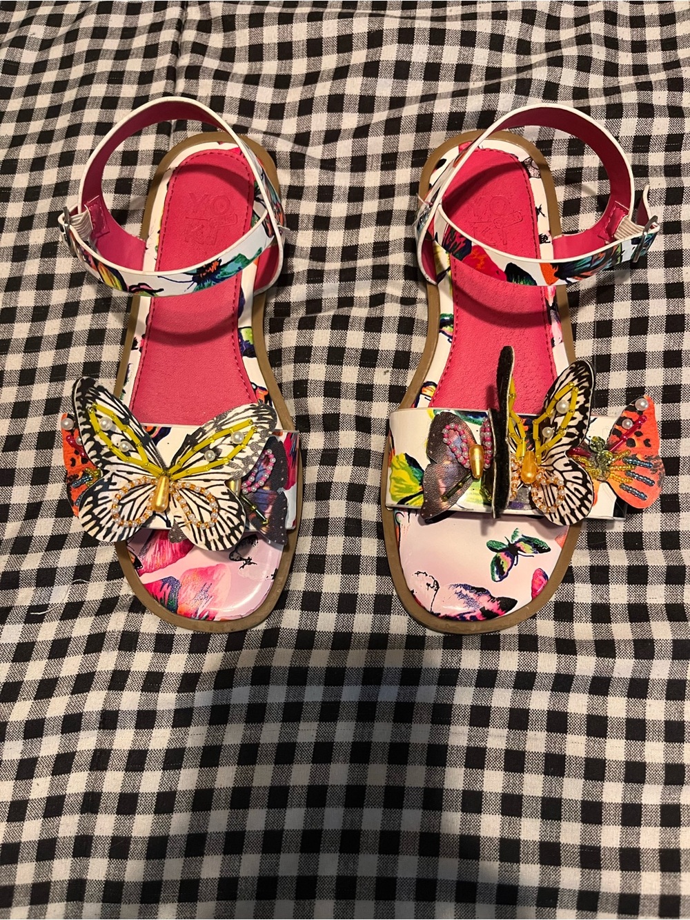 Girls YOKI Butterfly Floral Pink Sandals size 2